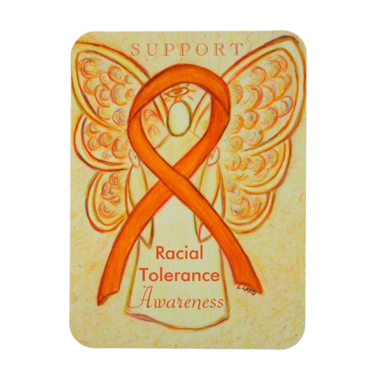 Raciale Tolerance Awareness Ribbon Angel Magnet Magneet (Verticaal)