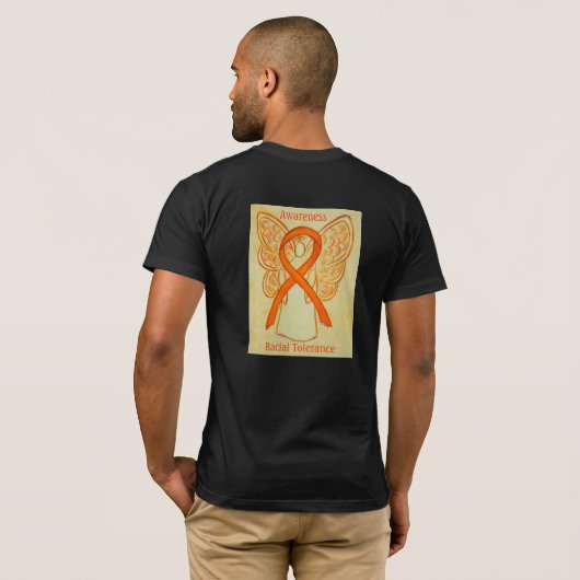 Raciale tolerance Awareness Ribbon Angel Shirten T-shirt (Achterkant volledig)