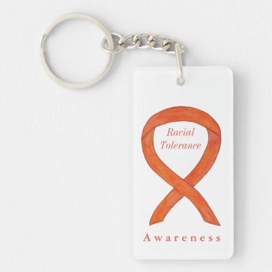 Raciale tolerance Oranje Awareness Ribbon Sleutelh Sleutelhanger (Voorkant)
