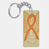 Raciale tolerance Oranje Awareness Ribbon Sleutelh Sleutelhanger (Voorkant Links)