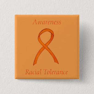 Raciale tolerantie Oranje bewustzijn Ribbon Pin Vierkante Button 5,1 Cm