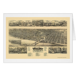 Racine, WI Panorama Kaart - 1883