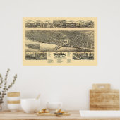 Racine, WI Panorama Kaart - 1883 Poster (Keuken)