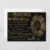Racine Wind Mill Racine Wisconsin 1889 Briefkaart (Voorkant / Achterkant)