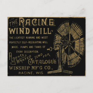 Racine Wind Mill Racine Wisconsin 1889 Briefkaart
