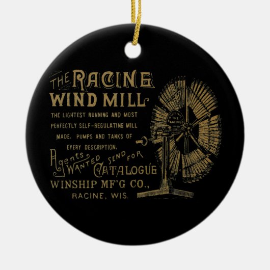 Racine Wind Mill Racine Wisconsin 1889 Keramisch Ornament (Voorkant)