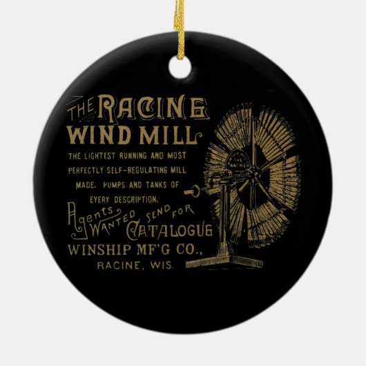 Racine Wind Mill Racine Wisconsin 1889 Keramisch Ornament (Achterkant)