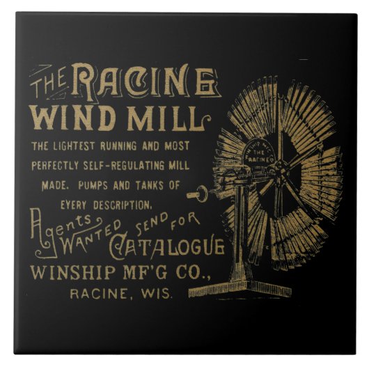 Racine Wind Mill Racine Wisconsin 1889 Tegeltje (Voorkant)