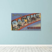 Racine, Wisconsin - Grote lettertjes Canvas Afdruk (Insitu (Houten vloer))