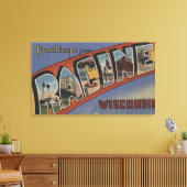 Racine, Wisconsin - Grote lettertjes Canvas Afdruk (Insitu (Woonkamer))