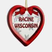 Racine Wisconsin Heart kerstversiering Keramisch Ornament (Rechts)
