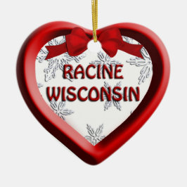 Racine Wisconsin Heart kerstversiering Keramisch Ornament