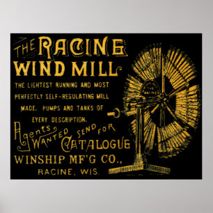 RACINE WISCONSIN WINDMILL WINSHIP MFG CO 1889 POSTER