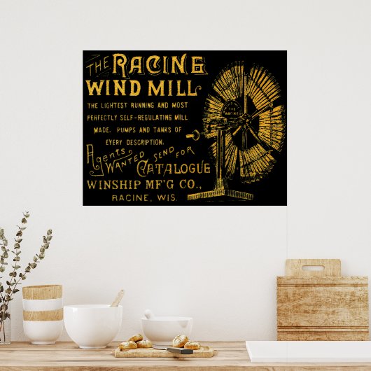 RACINE WISCONSIN WINDMILL WINSHIP MFG CO 1889 POSTER (Keuken)