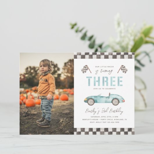 Racing 3e uitnodiging | Uitnodiging tot races (Staand voorkant)