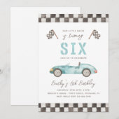 Racing 6e verjaardag uitnodiging | Snelle uitnodig (Voorkant / Achterkant)