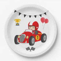 Racing Auto 1e Verjaardag Papieren Borden