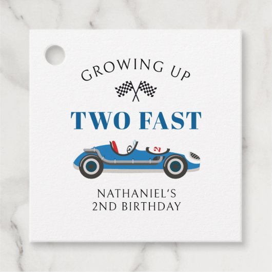 Racing auto 2e verjaardag dank u bedankjes labels (Voorkant)