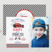 Racing auto bestuurder vier reis foto 4e verjaarda kaart (Voorkant / Achterkant)