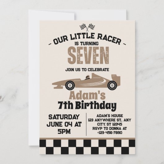 Racing Auto Jongen 7e Verjaardagsfeestje Kaart (Voorkant)