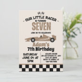 Racing Auto Jongen 7e Verjaardagsfeestje Kaart (Staand voorkant)