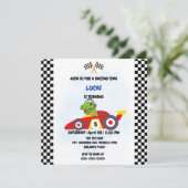 Racing auto jongen spel Grappige Dinosaurus Verjaa Kaart (Staand voorkant)