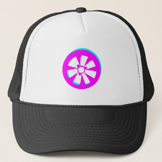 Racing Auto Velg Neon Roze Zwart Auto Trucker Pet (Voorkant)
