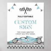 Racing Auto Verjaardagsfeestje Aangepaste Tafel Te Poster (Voorkant)