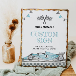 Racing Auto Verjaardagsfeestje Aangepaste Tafel Te Poster