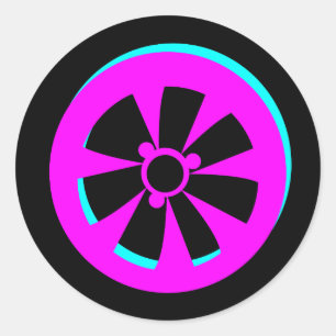 Racing Autorand Neon Roze Zwart Auto Ronde Sticker
