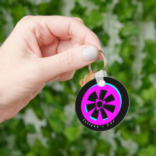 Racing Autorand Neon Roze Zwart Sleutelhanger