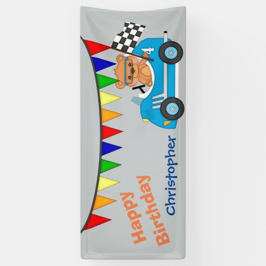 Racing Beer Boy Birthday Party Spandoek (Verticaal)