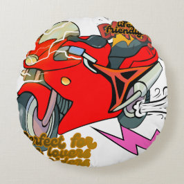 Racing Bike Art Snelheid Rond Kussen