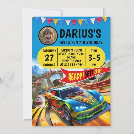 Racing Birthday Bash Kaart (Voorkant)