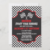 Racing Birthday Invitation, Race Car Invite Kaart (Voorkant)