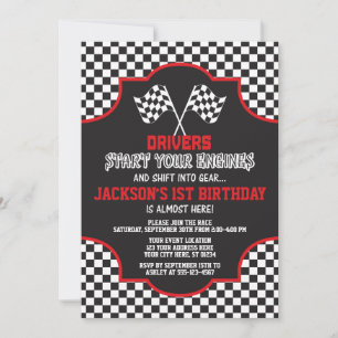 Racing Birthday Invitation, Race Car Invite Kaart
