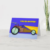 Racing Birthday Party Invitation Card, Dune Buggy (Voorkant)