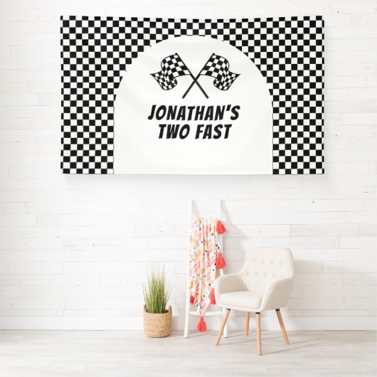 Racing Birthday Two Fast backdrop banner (Insitu)