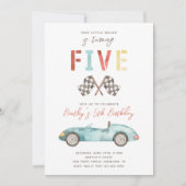 Racing Birthday Uitnodiging | 5e verjaardag (Voorkant)