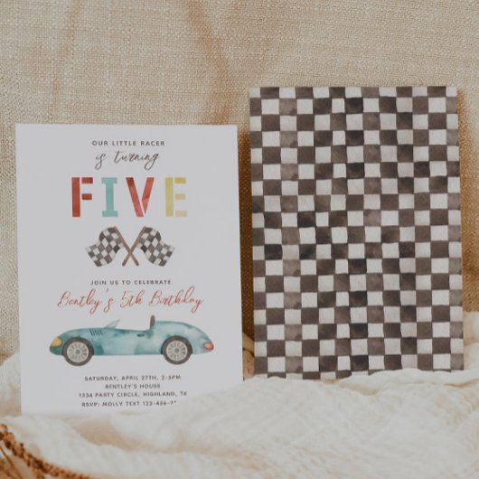 Racing Birthday Uitnodiging | 5e verjaardag