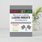 Racing Birthday Uitnodiging | Race Car Invite (Staand voorkant)