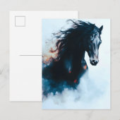  Racing Black Horse Portrait Minimalist Aankondigingskaart (Voorkant / Achterkant)