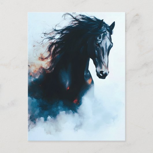  Racing Black Horse Portrait Minimalist Aankondigingskaart (Voorkant)