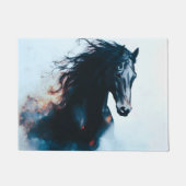  Racing Black Horse Portrait Minimalist Deurmat (Voorkant)