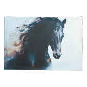 Racing Black Horse Portrait Minimalist Kussensloop (Achterkant)