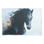 Racing Black Horse Portrait Minimalist Kussensloop (Voorkant)