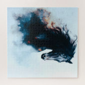  Racing Black Horse Portrait Minimalist Legpuzzel (Horizontaal)