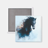  Racing Black Horse Portrait Minimalist Magneet (Voorkant / Achterkant)
