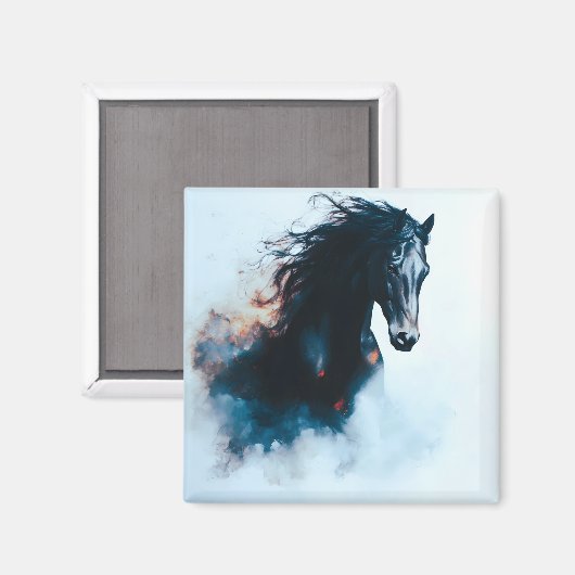  Racing Black Horse Portrait Minimalist Magneet (Voorkant / Achterkant)