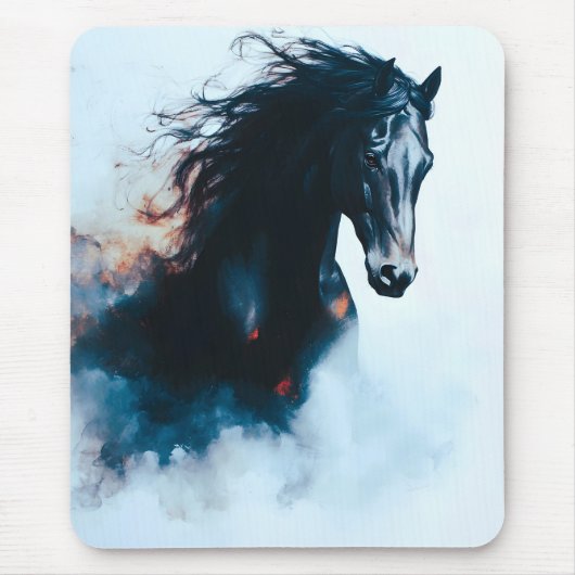  Racing Black Horse Portrait Minimalist Muismat (Voorkant)